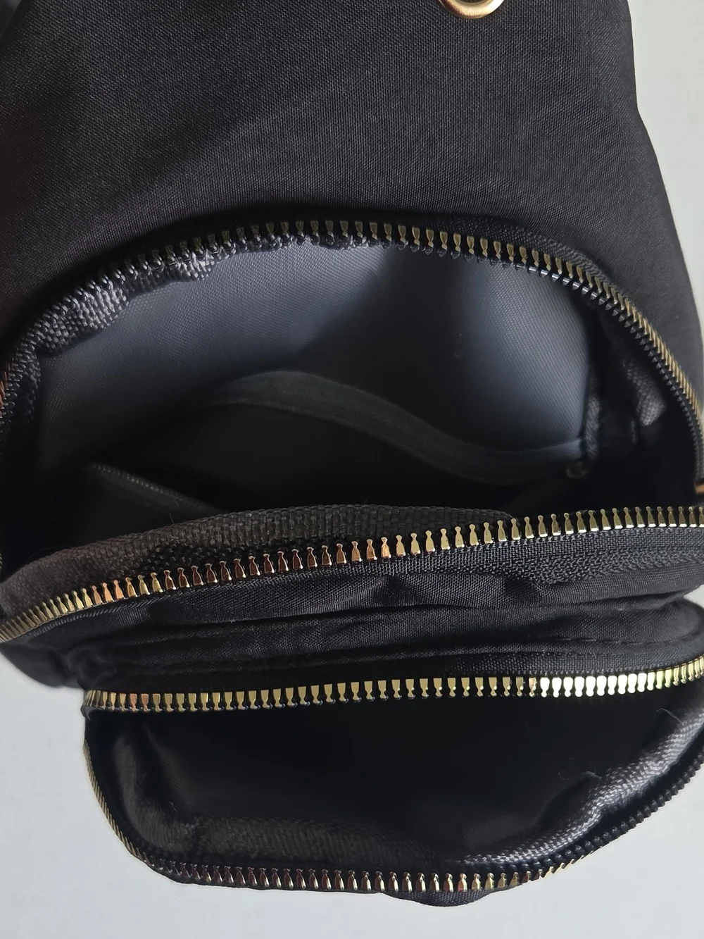 Black Quilted Chest Bag Crossbody Sling with Gold Hardware